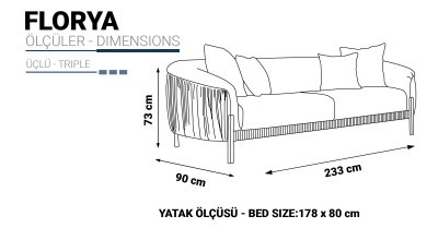 Florya Üçlü Koltuk - Antrasit