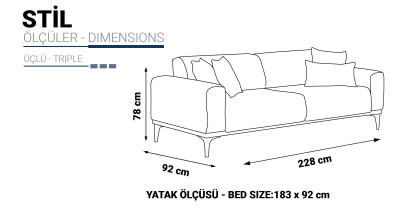 Stil Üçlü Koltuk - Tarçın