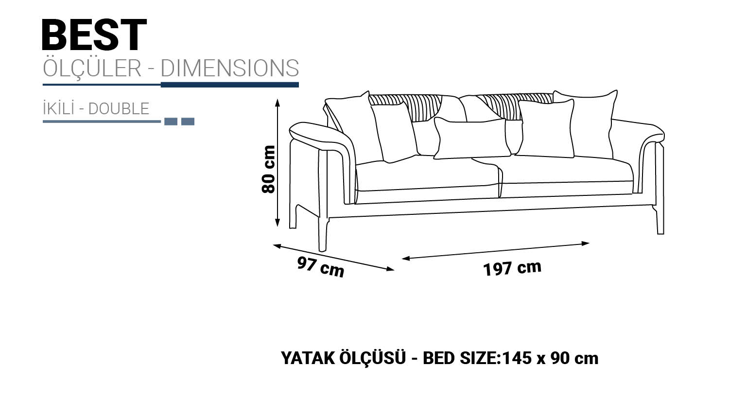 New Best Double Sofa Gray