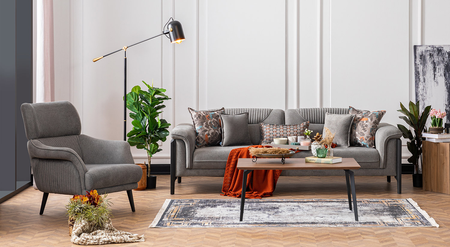 New Best Sofa Set - Gray