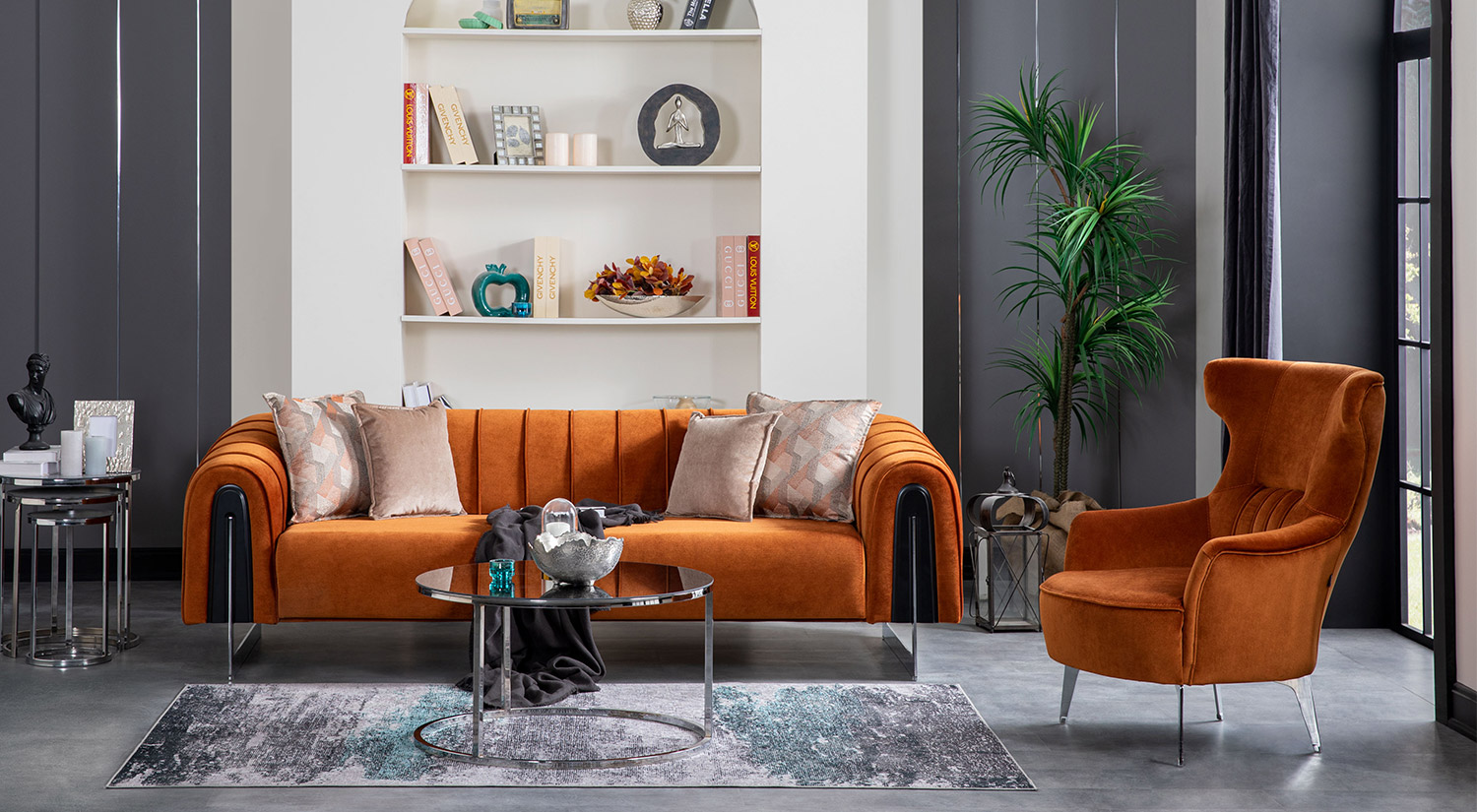 Manavgat Sofa Set - Orange