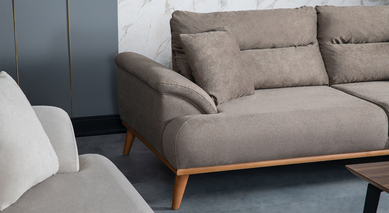 Milano Sofa Set - Brown - Cream