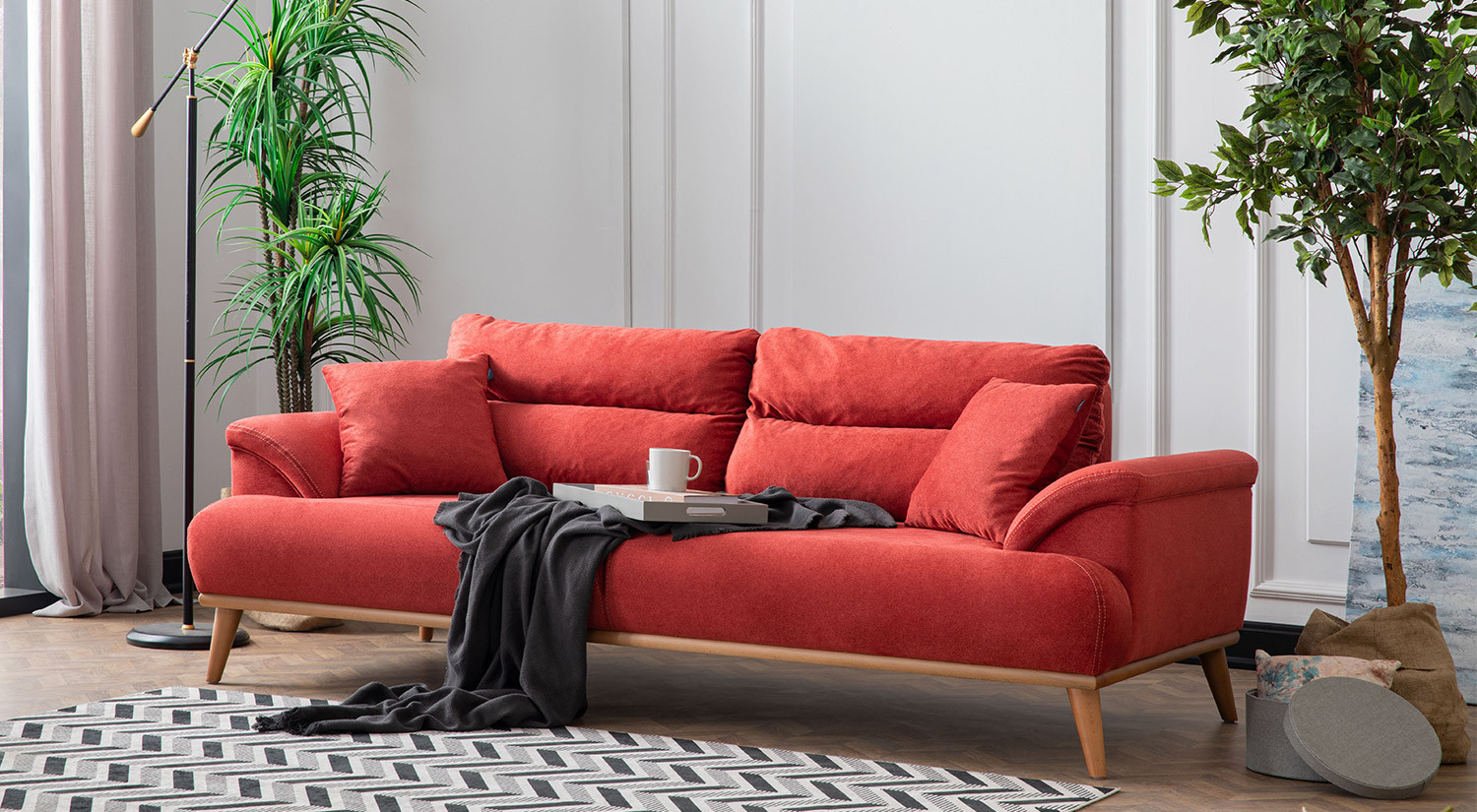 Milano Sofa Set - Red - Gray