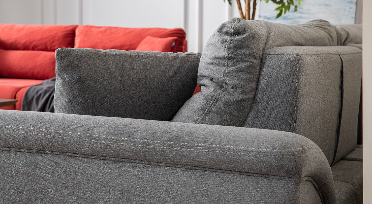Milano Sofa Set - Red - Gray