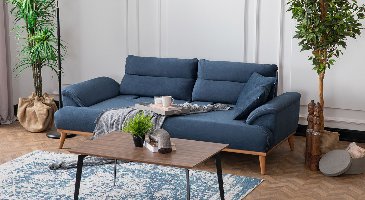 Milano Sofa Set - Navy Blue - Gray