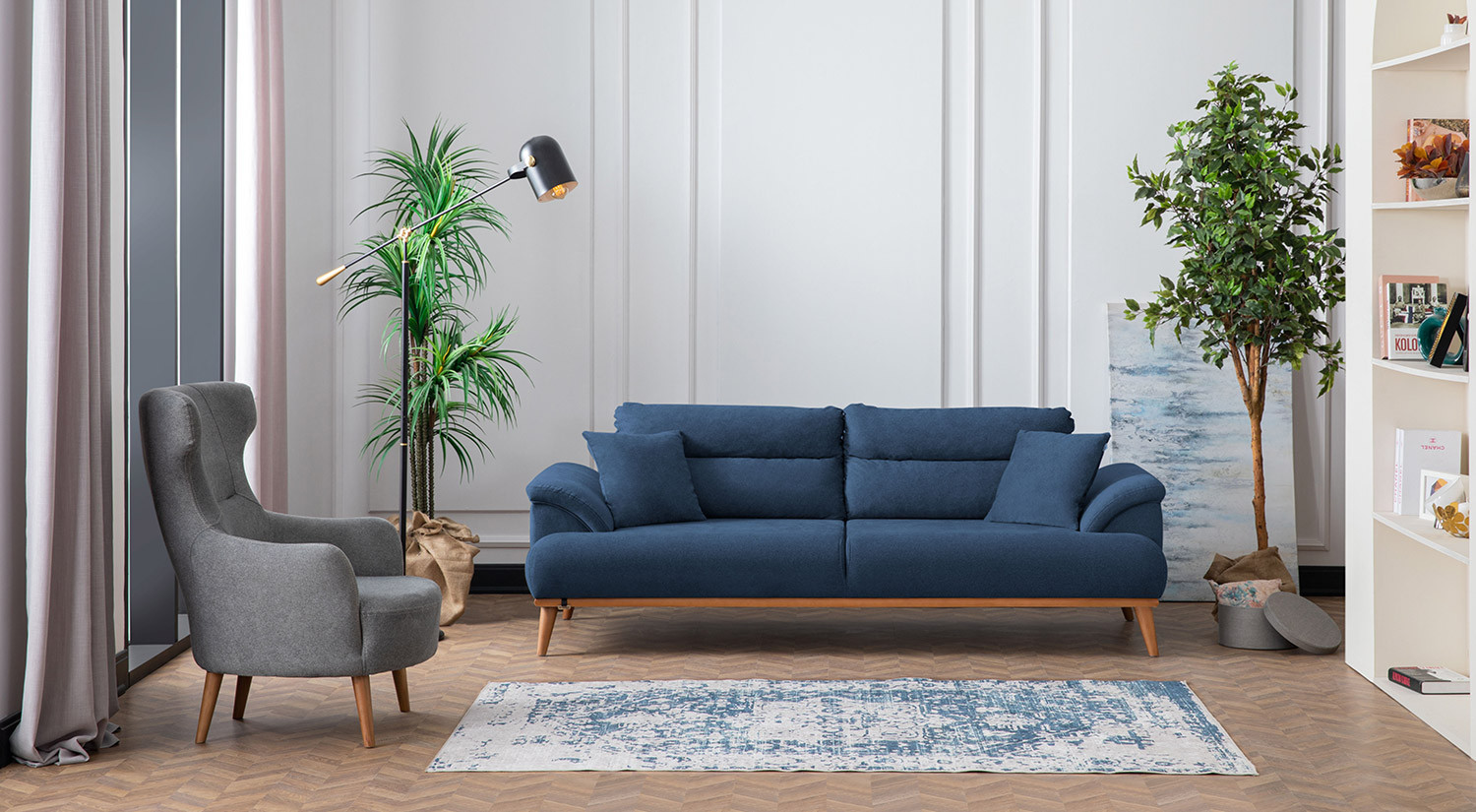 Milano Sofa Set - Navy Blue - Gray