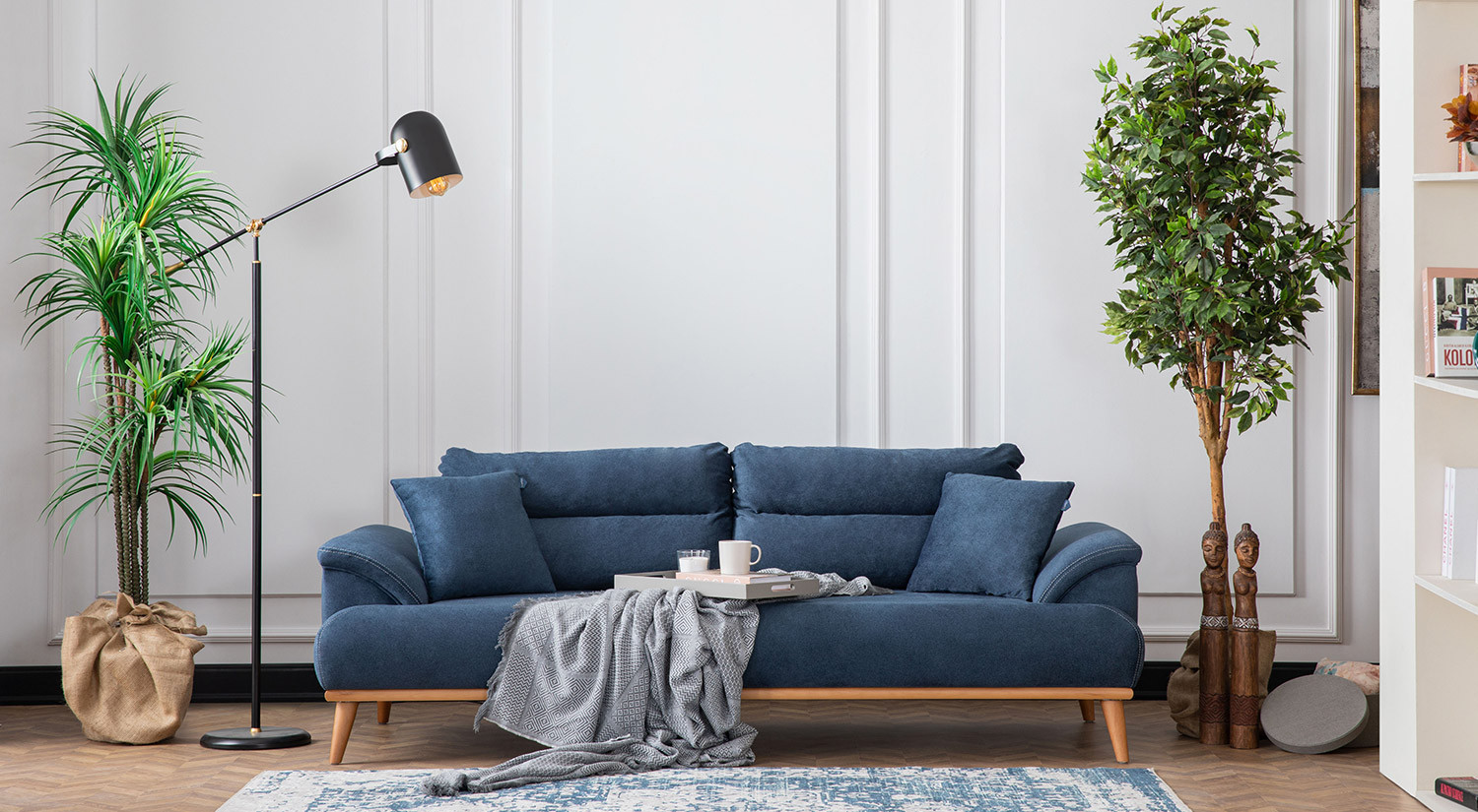 Milano Sofa Set - Navy Blue - Gray