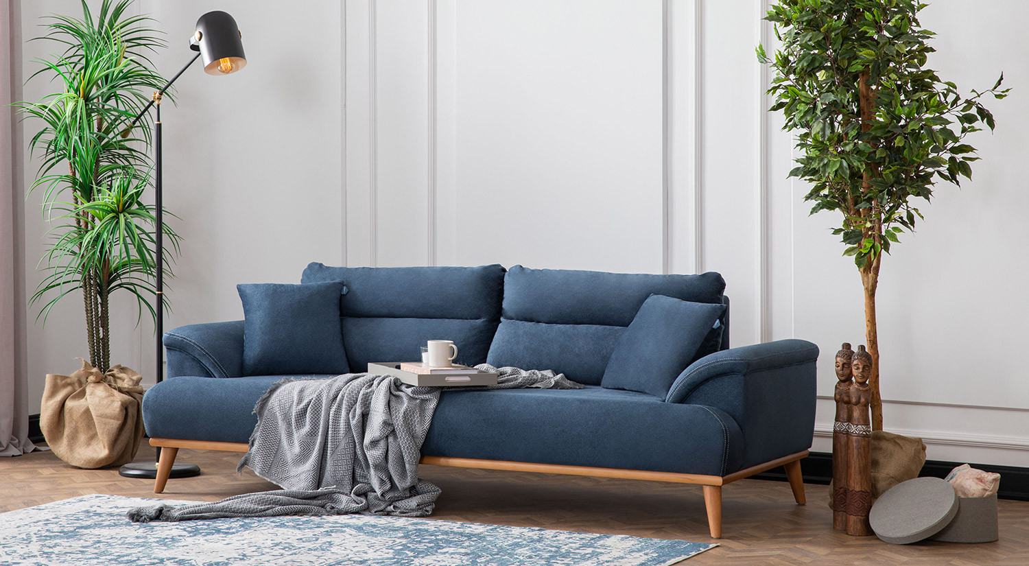 Milano Sofa Set - Navy Blue - Gray