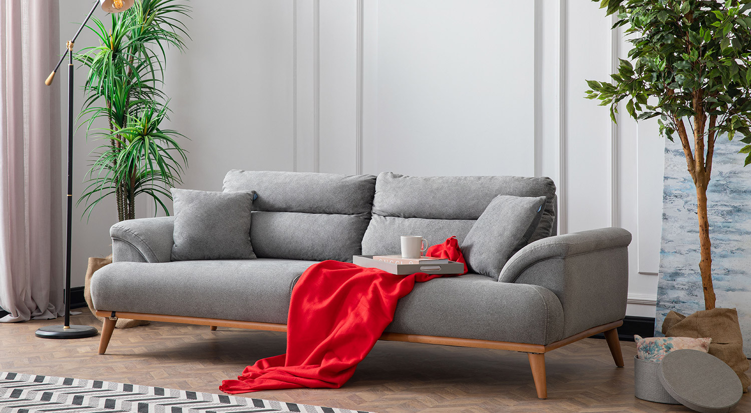 Milano Sofa Set - Navy Blue - Gray