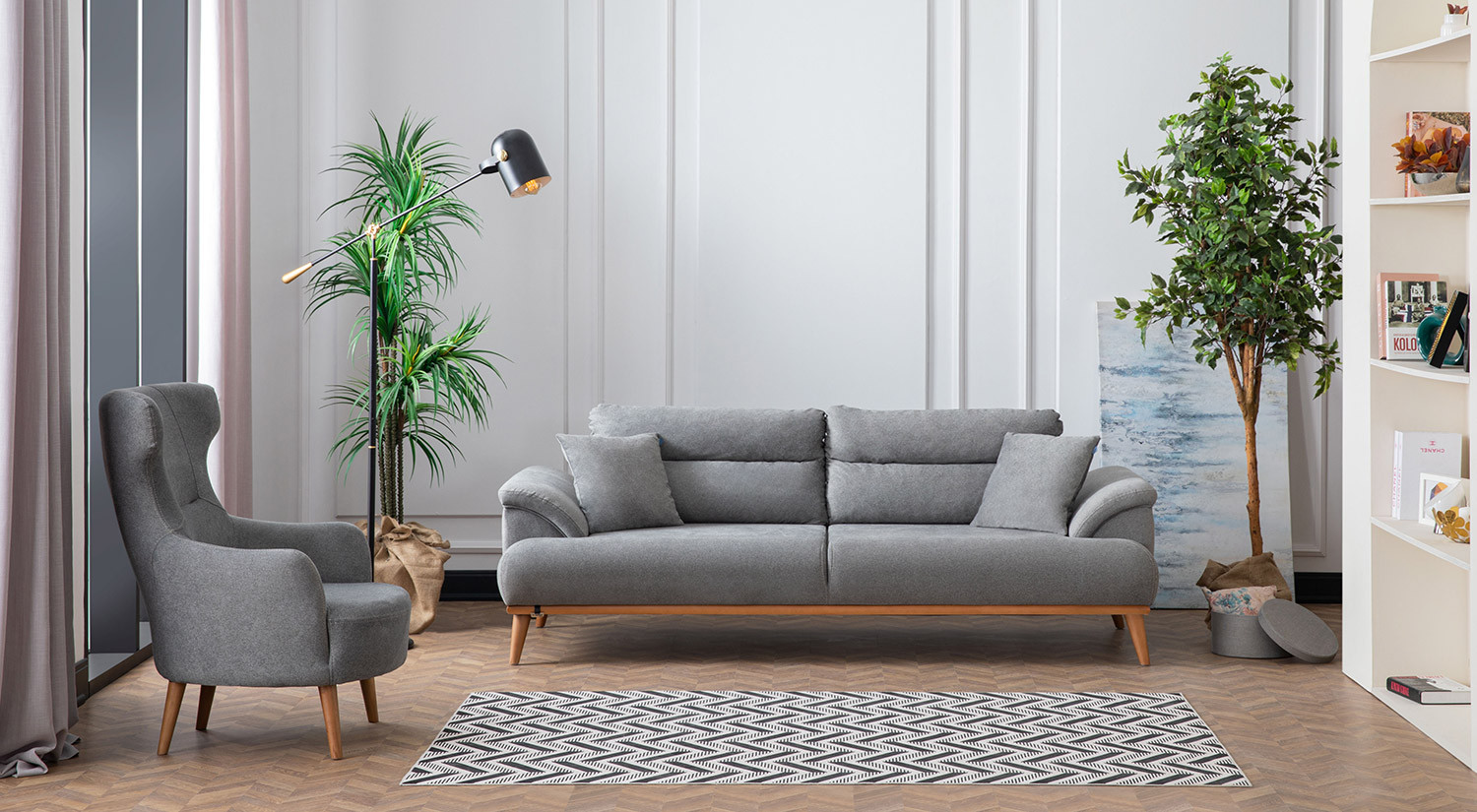 Milano Sofa Set - Navy Blue - Gray