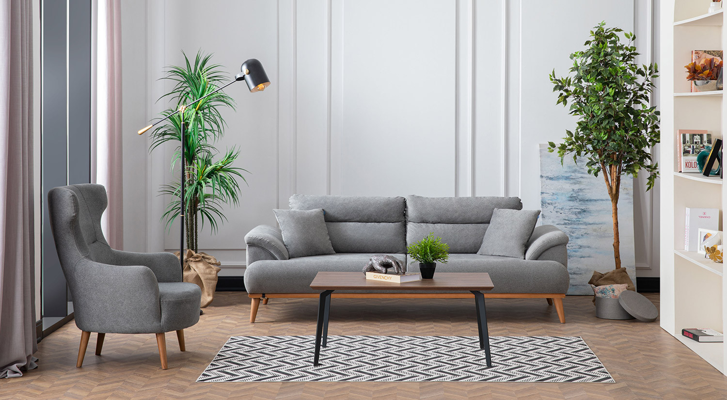 Milano Sofa Set - Navy Blue - Gray
