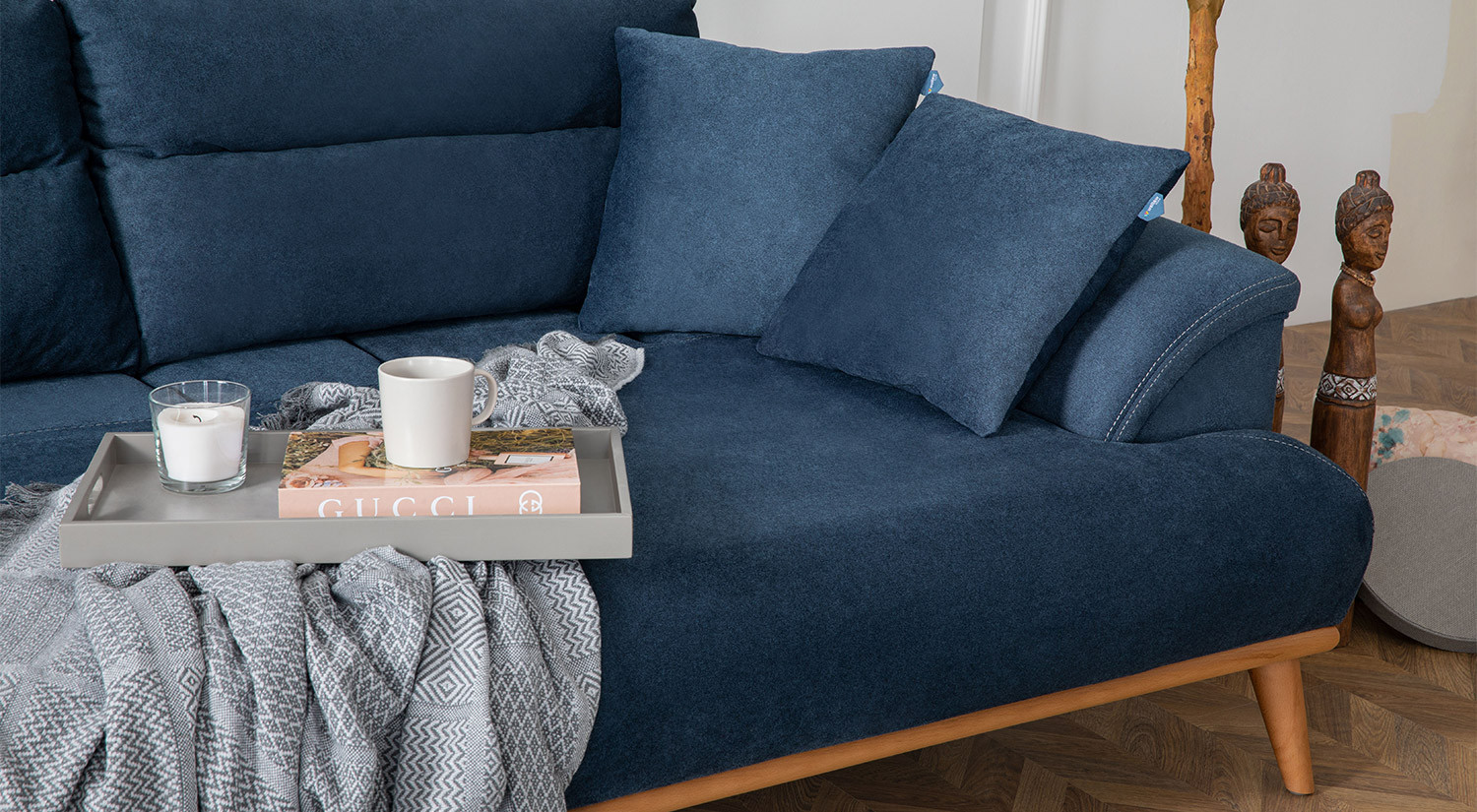 Milano Sofa Set - Navy Blue - Gray