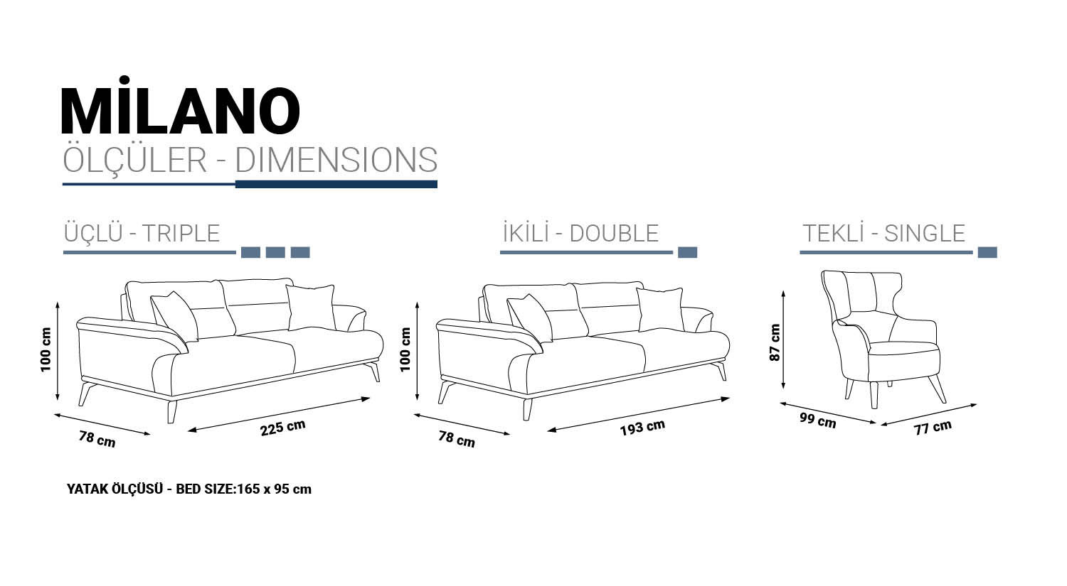 Milano Sofa Set - Brown - Cream