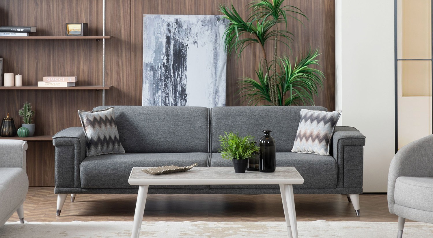Alaçatı Sofa Set - Wooden Leg