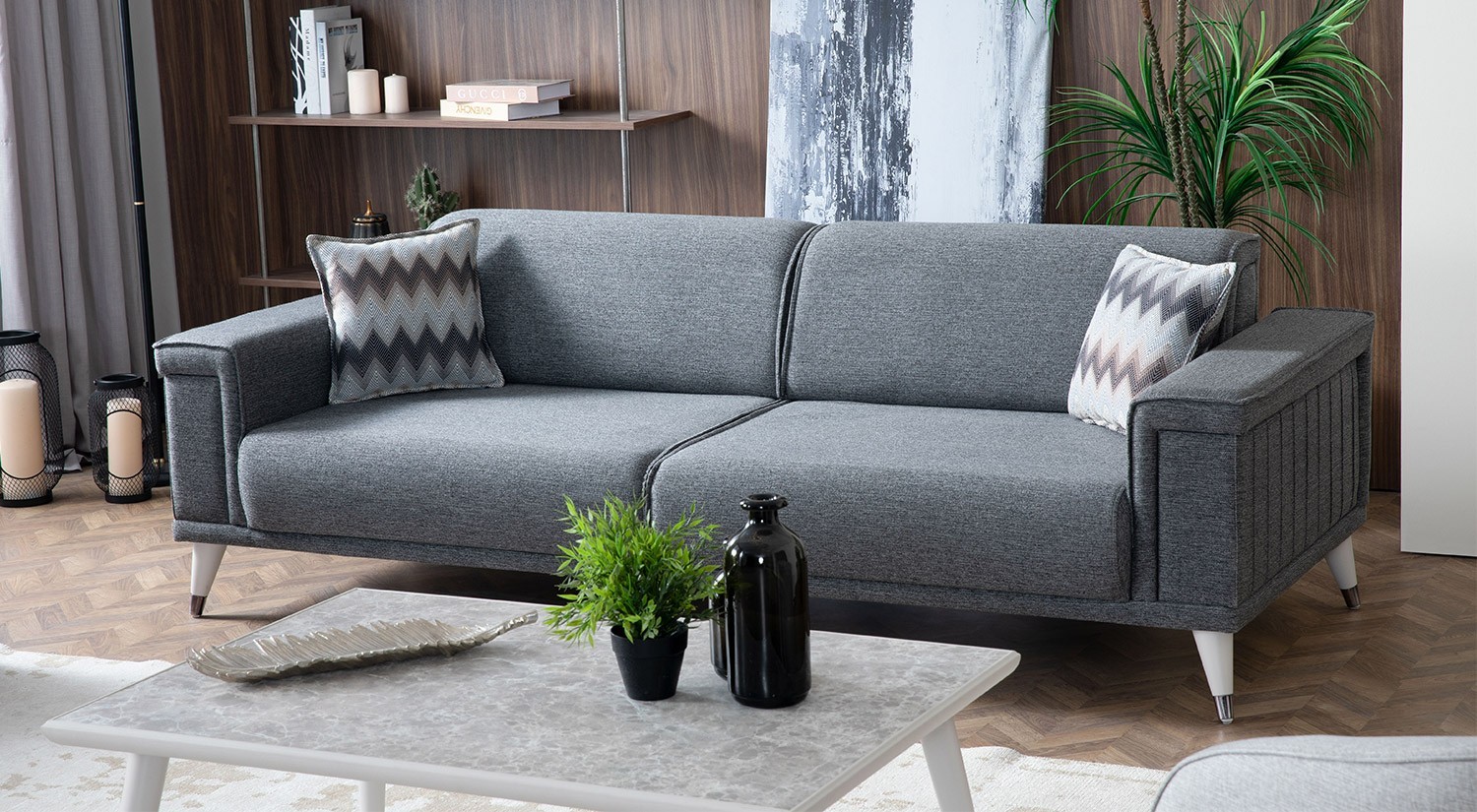 Alaçatı Sofa Set - Wooden Leg