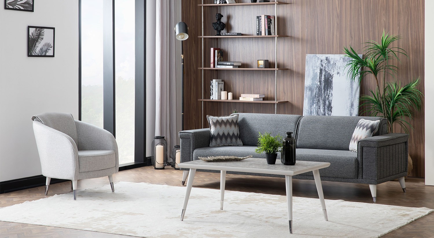 Alaçatı Sofa Set - Wooden Leg
