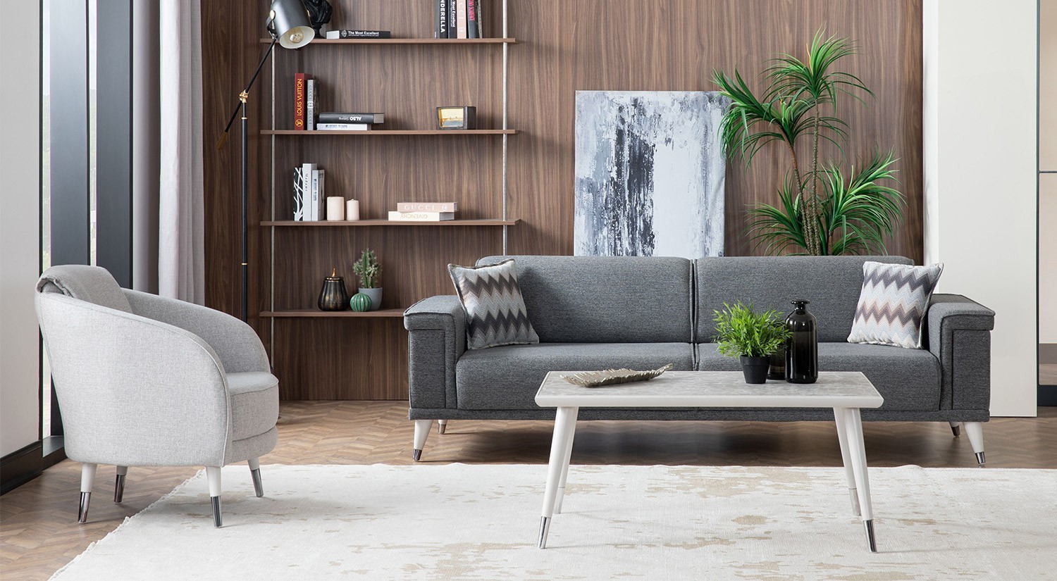 Alaçatı Sofa Set - Wooden Leg
