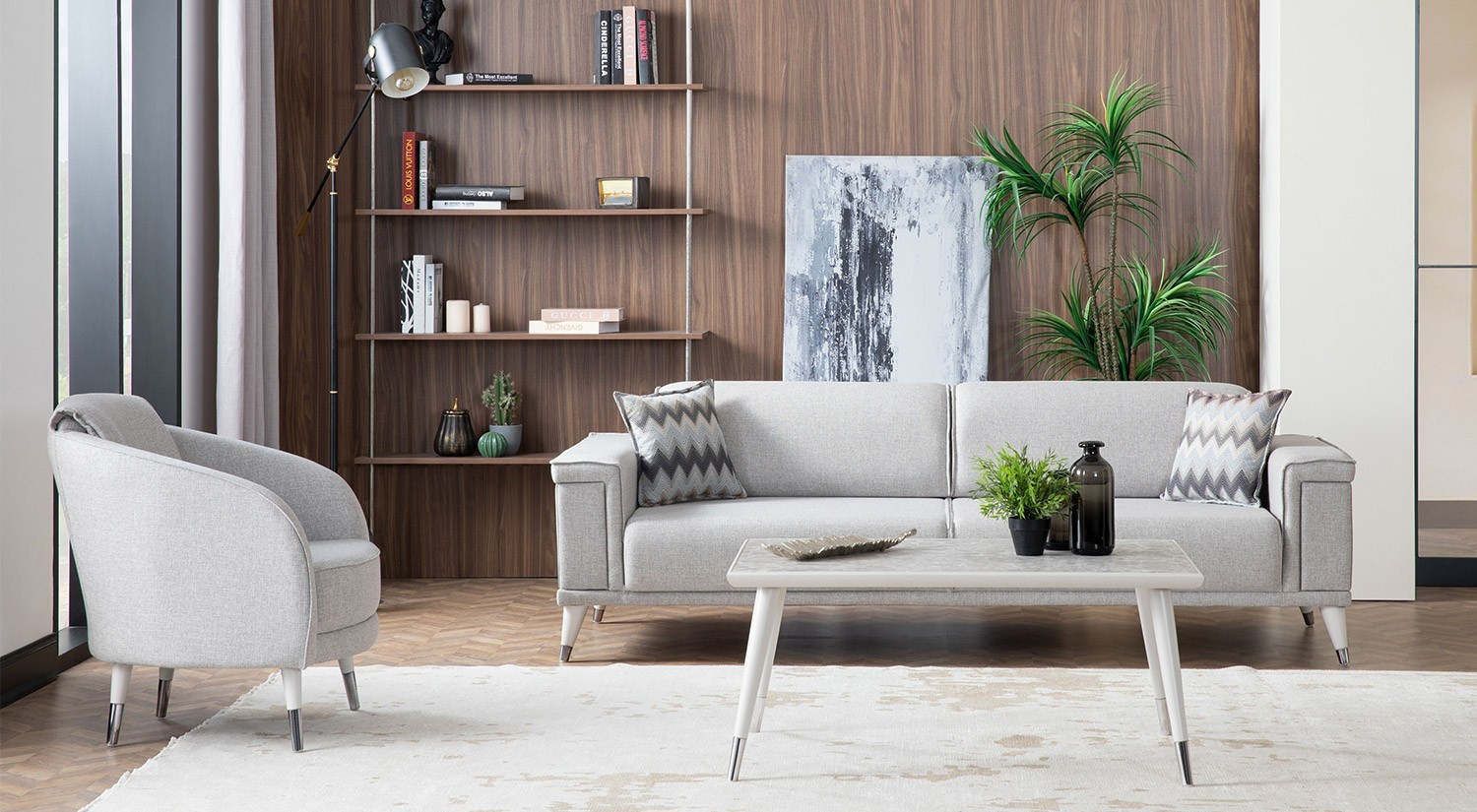 Alaçatı Sofa Set - Wooden Leg