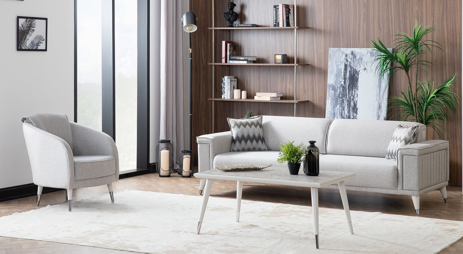 Alaçatı Sofa Set - Wooden Leg