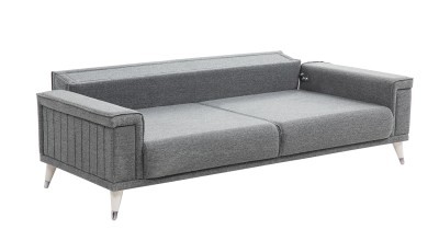 Alaçatı Three Seater Sofa Wooden Leg - Anthracite