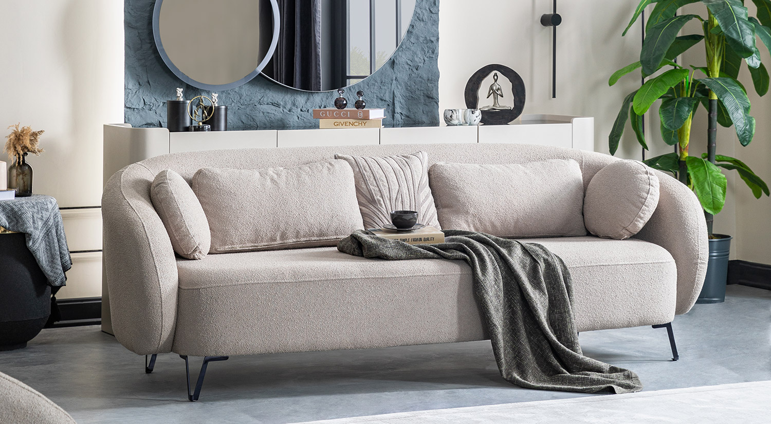 Cream three discount seater sofa